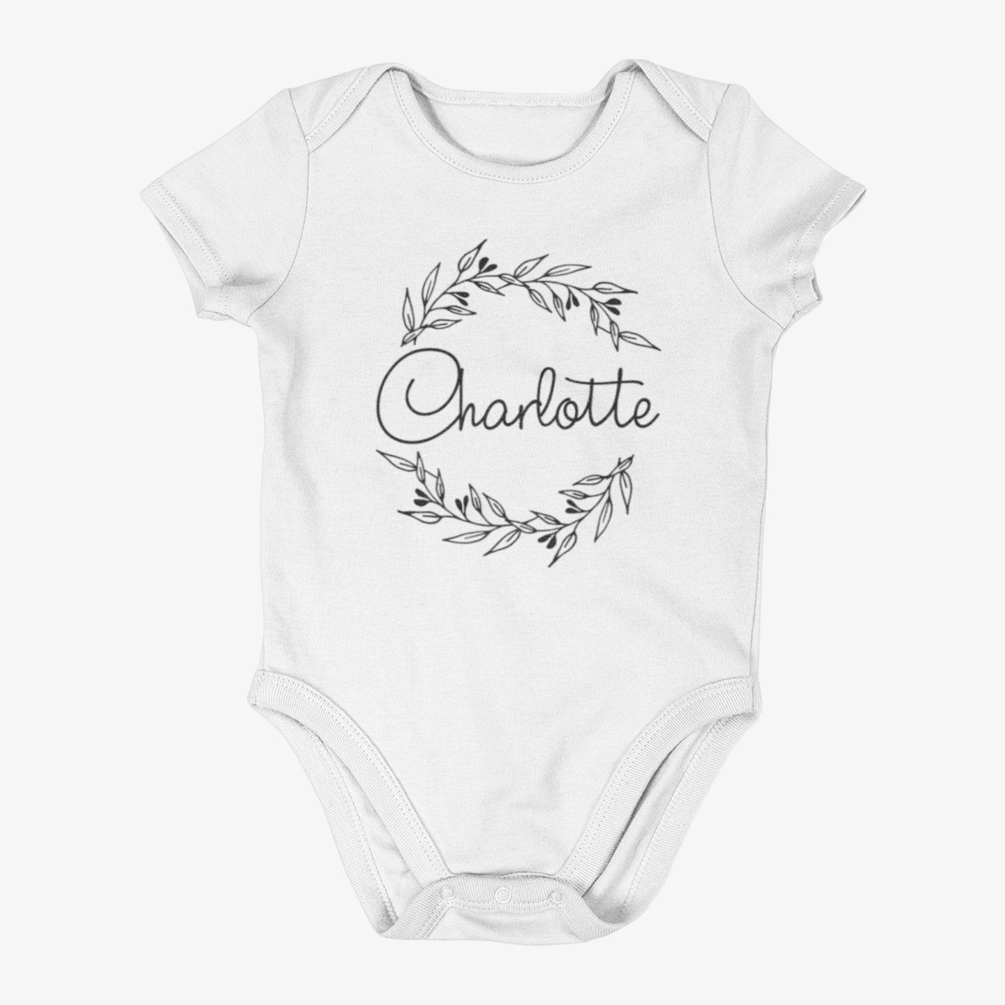 Wreath Name Baby Onesie