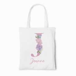 Personalised Floral Initial Tote Bag