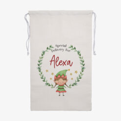 Christmas Elf Linen Santa Sack