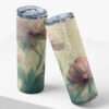 Personalised Vintage Watercolour Bouquet Skinny Tumbler