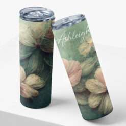 Personalised Vintage Watercolour Calm Skinny Tumbler