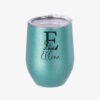 Floral Initial Glitter Wine Tumbler
