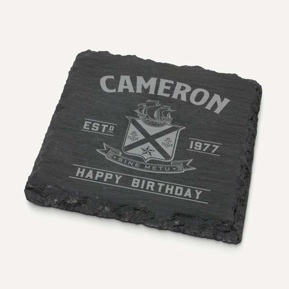 Personalised Laser Engraved Jamie Styled Slate Coasters
