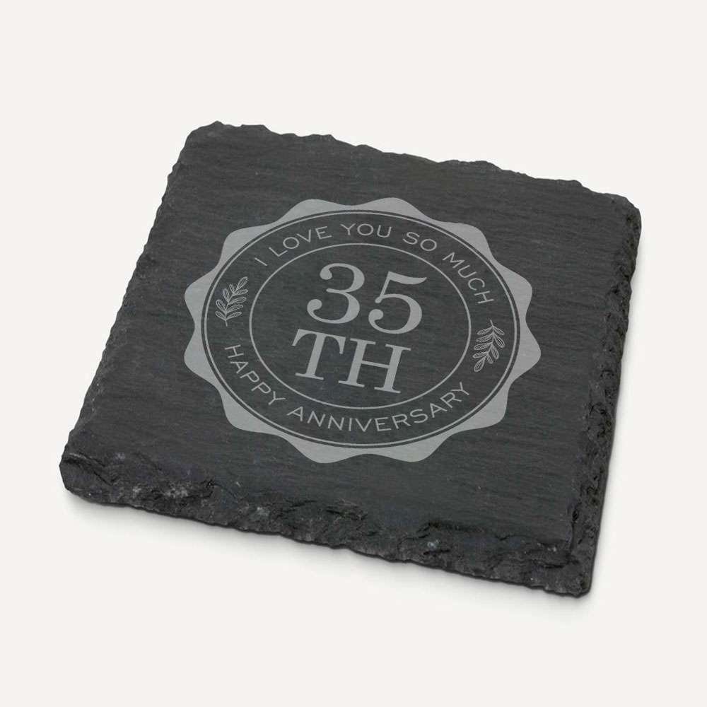 Personalised Laser Engraved Anniversary Slate Coasters